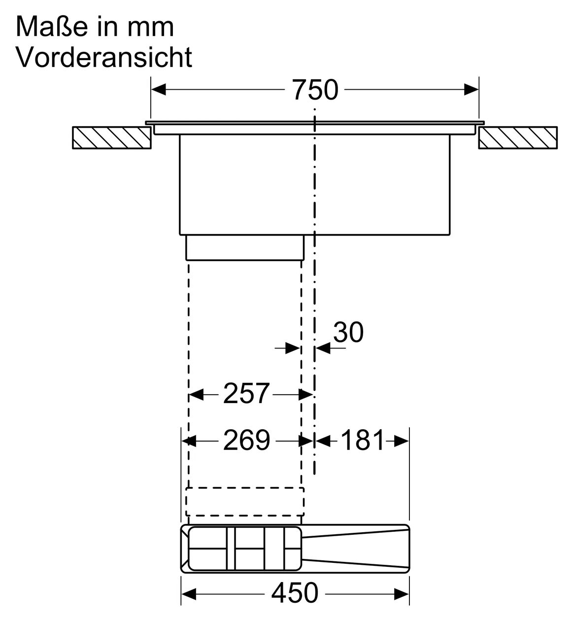iQ500 ED87BHGA6 (ED87BHQ26E + HZ9VDSB4) autarkes 80 cm Induktionskochfeld 4 Kochzonen mit integriertem Dunstabzug 