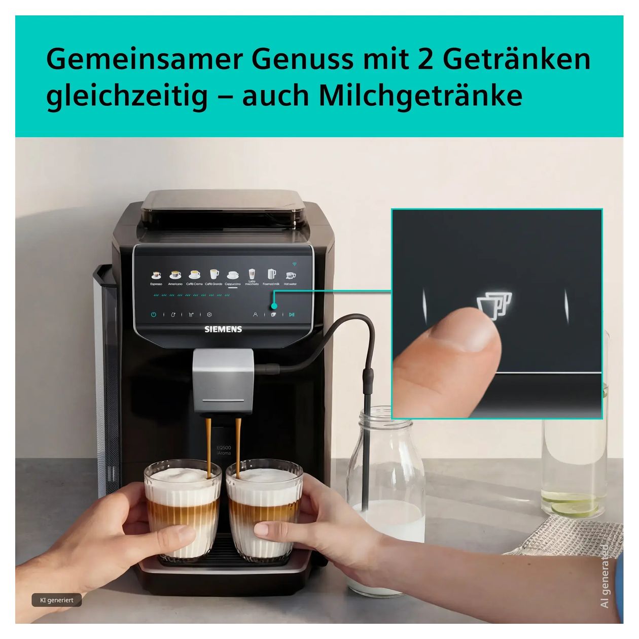 EQ500 TP553E07 iAroma Kaffeevollautomat 15 bar 1,8 l 300 g AutoClean  (Schwarz) 