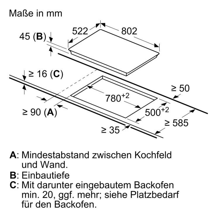 EQPOWER35K (HB013FBB1 + ET81RBHA1D) Backofen-Set normal mit autarkem 80 cm Glaskeramikkochfeld Kochfeld 