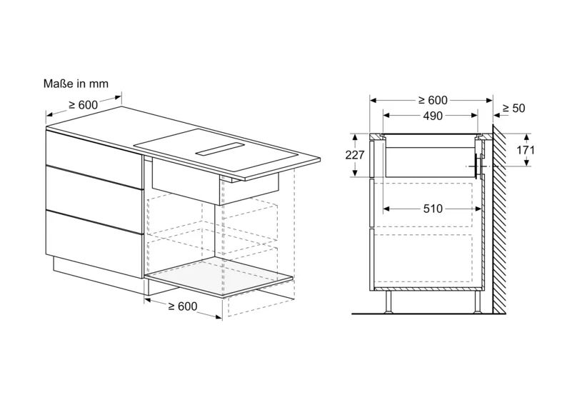 iQ700 EX800NGA6 (EX800NX68E + HZ9VDSB4) autarkes 80 cm Induktionskochfeld 4 Kochzonen mit integriertem Dunstabzug 