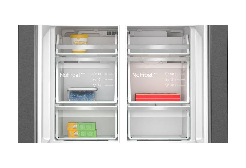 iQ500 KF96DAXEA Side-by-Side Kühl-/ Gefrierkombination 375 l / 199 l 327 kWh NoFrost 1830 mm x 905 mm  (Schwarz, Edelstahl) 