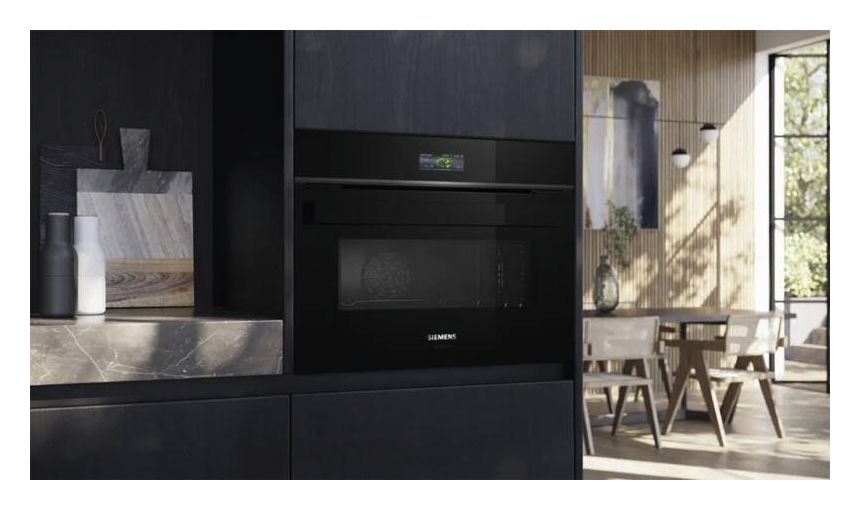 iQ700 CM924G1B1 Einbaubackofen kompakt AutoClean Mikrowelle (Schwarz/Edelstahl) 