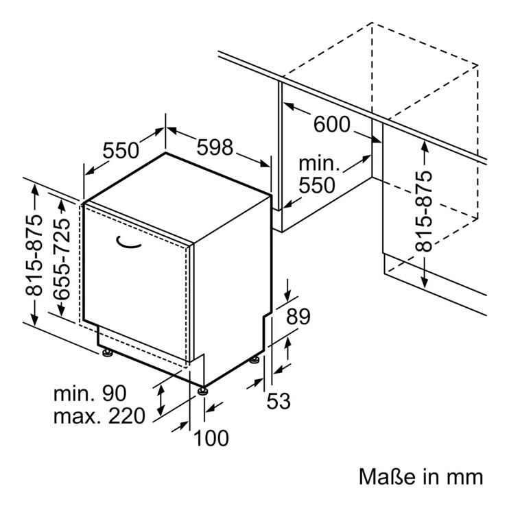 SN63EXS3UD (SN63EX03UD + SZ36DX02) 60 cm Geschirrspüler vollintegriert (ohne Front) Leise 13 Maßgedecke aquaStop Funktion Wärmetauscher/Türöffnungstrocknung 