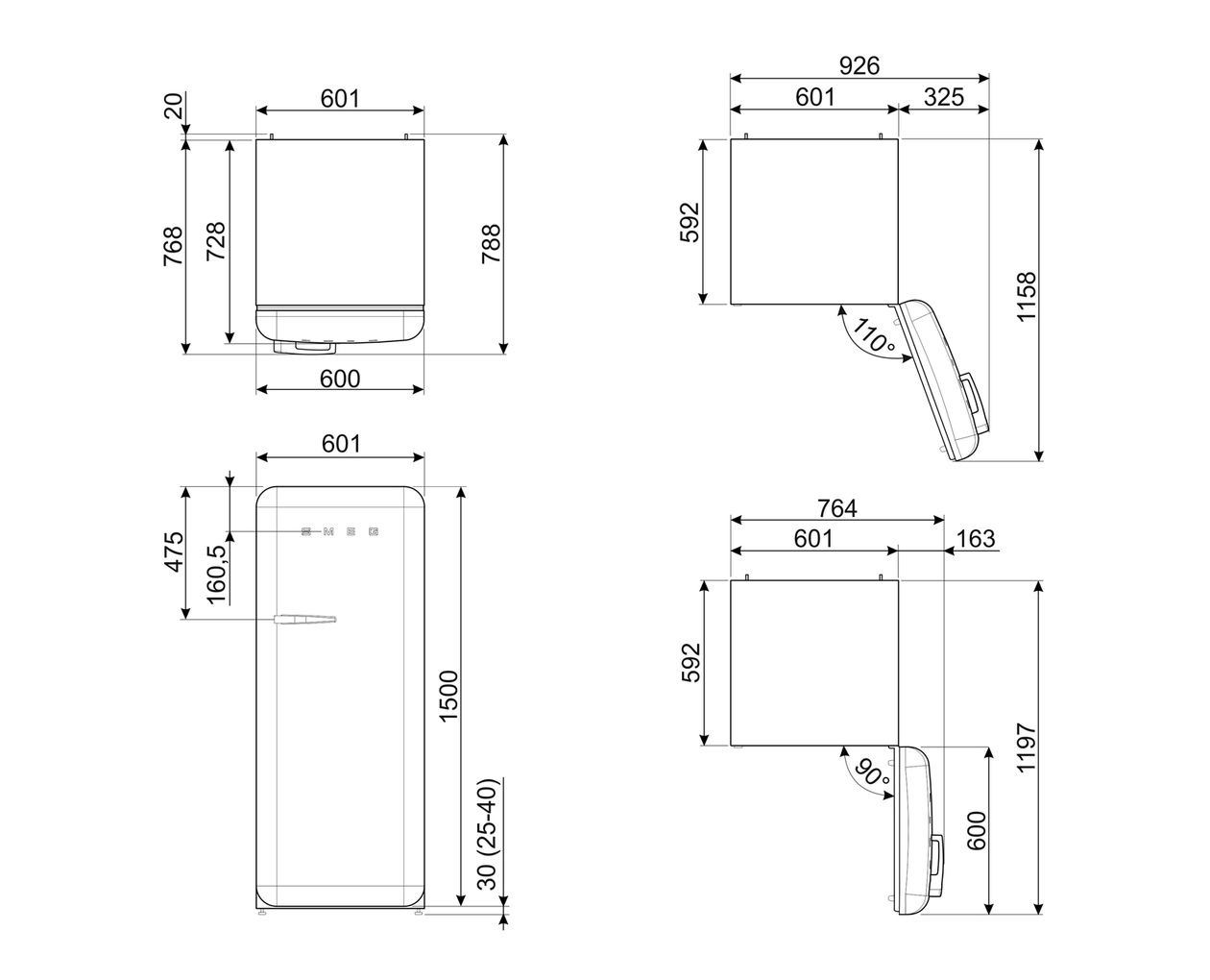 FAB28RDIT6 270 l / 244 l Kühlschrank freistehend EEK: C 104 kWh Jahr  (Grün, Weiß, Rot) 