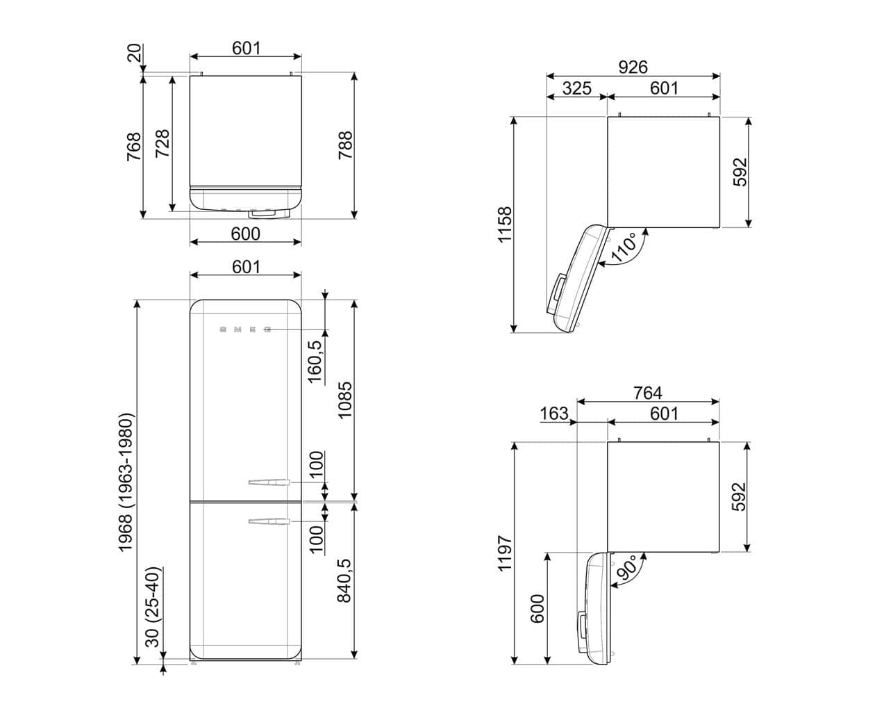 FAB32LCR6 234 l / 97 l Kühl-Gefrierkombi freistehend NoFrost 158 kWh Jahr  (Cremefarben) 