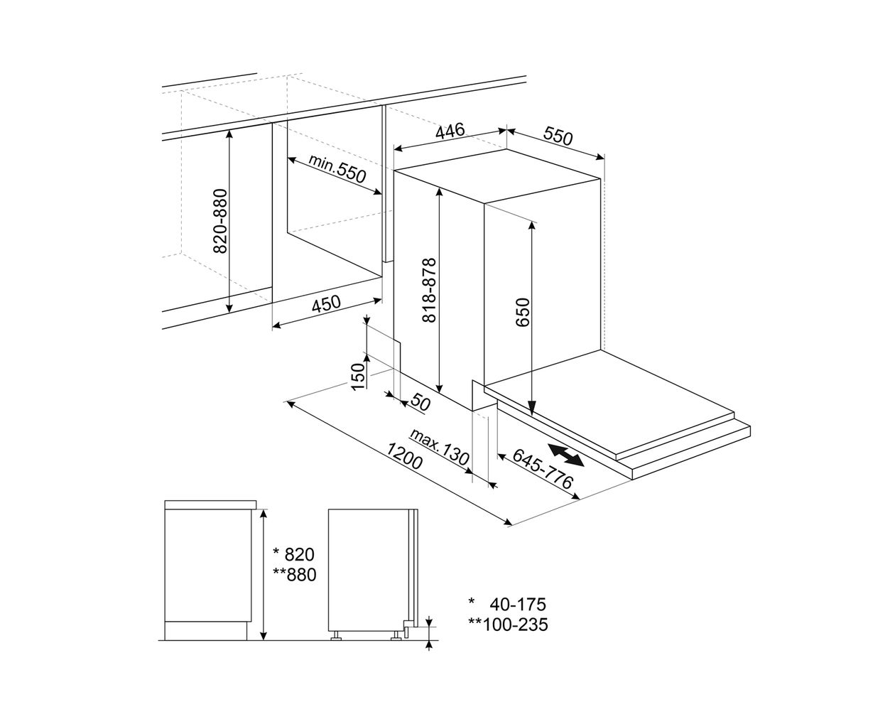 ST4522DIN 45 cm Geschirrspüler vollintegriert (ohne Front) Leise 9 Maßgedecke aquaStop Funktion Kondensations 