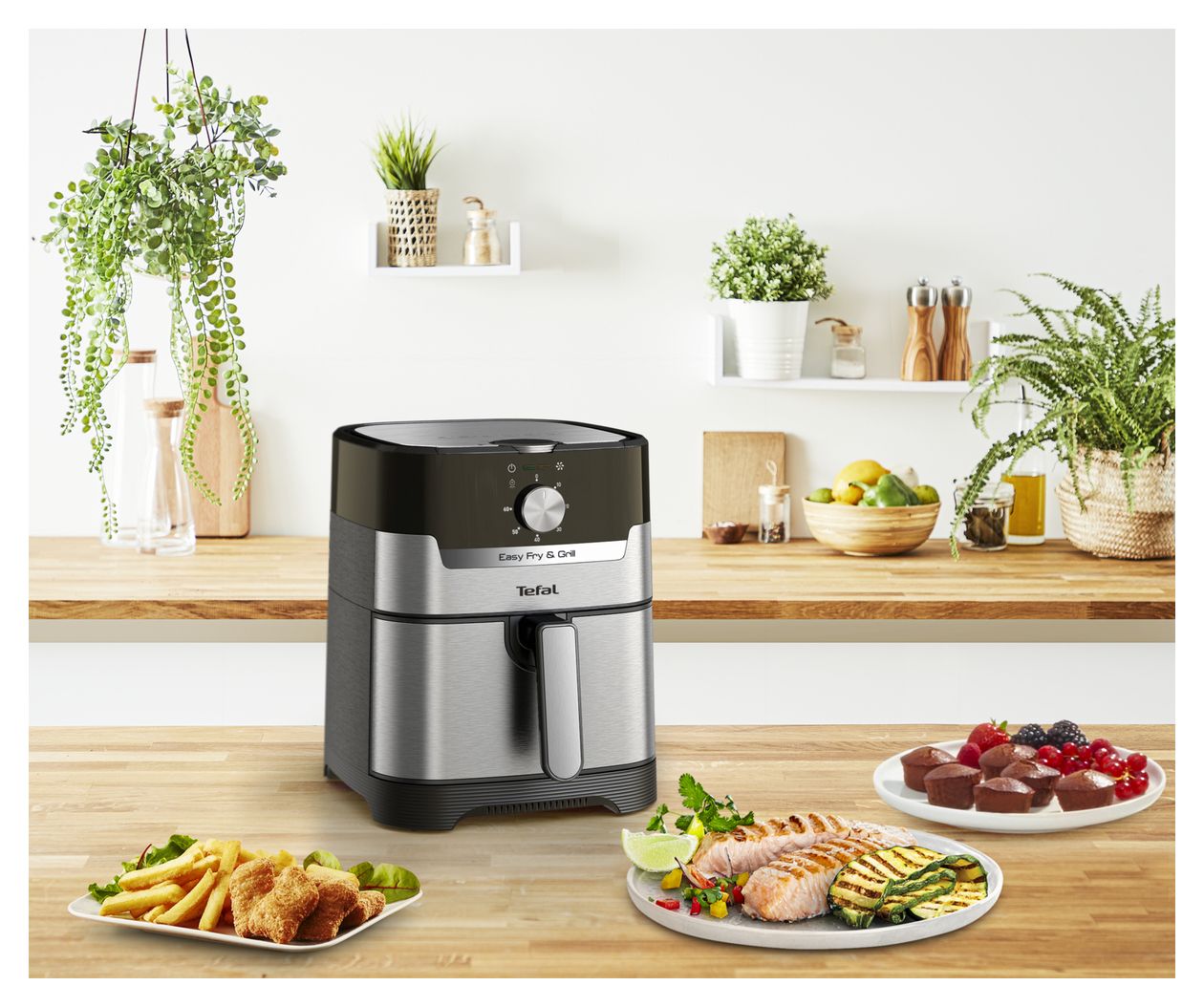 EY501D Easy Fry & Grill Classic Heißluftfritteuse 4,2 l 1550 W  (Edelstahl) 
