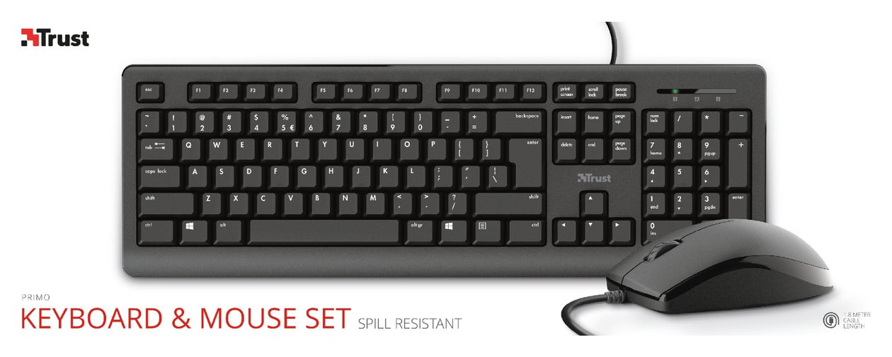 Primo Büro Tastatur USB  (Schwarz) 
