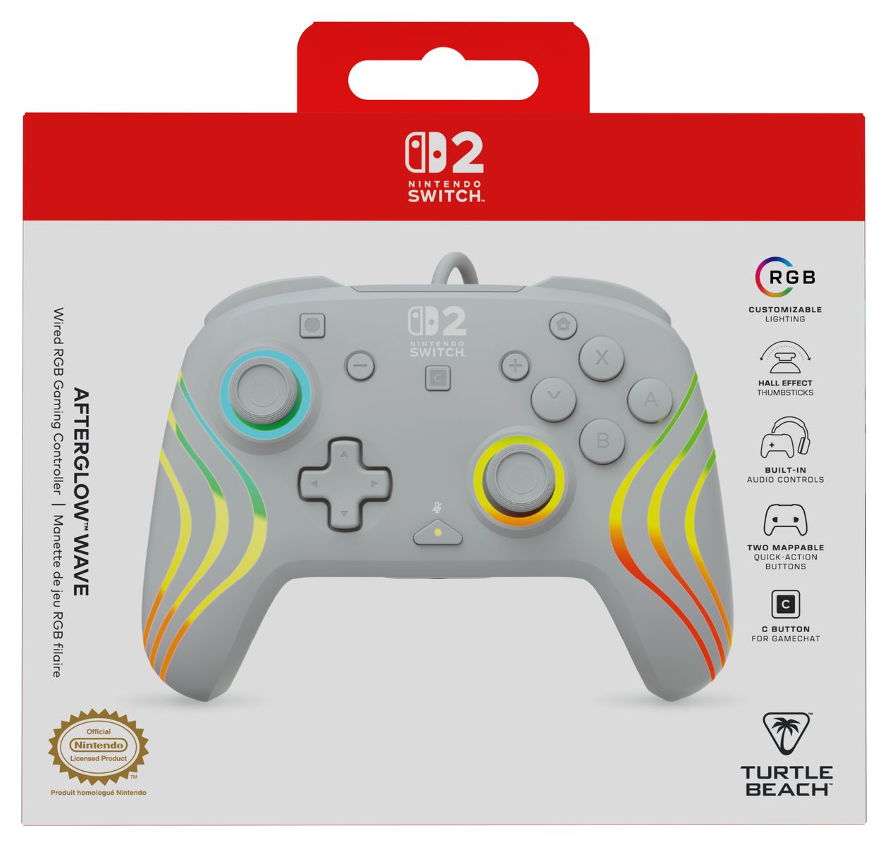 Afterglow Wave Wired Controller Gamepad für Nintendo Switch, Nintendo Switch 2, Nintendo Switch OLED  (Grau) 
