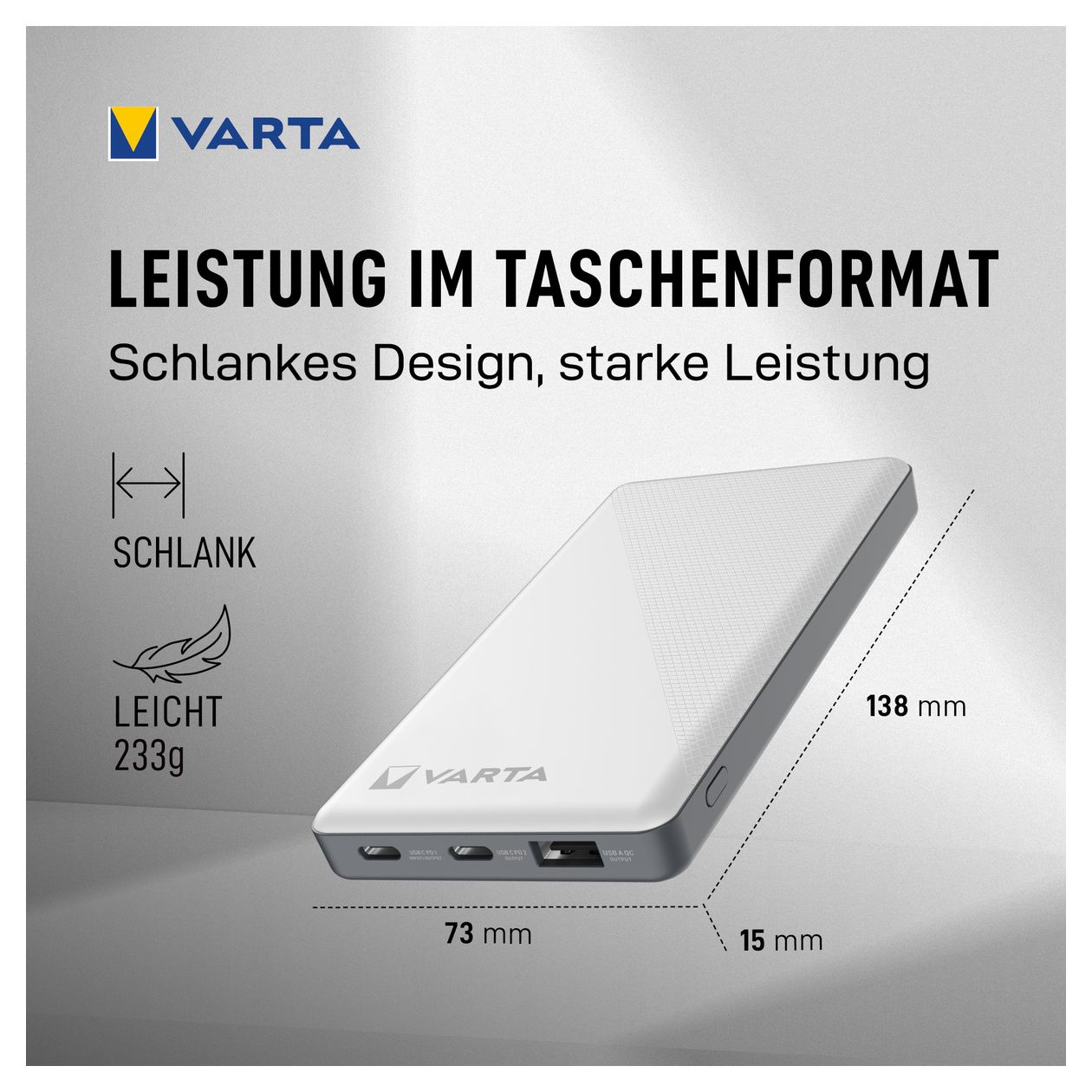 Energy 10000 mAh Powerbank USB Typ-C  (Schwarz, Weiß) 