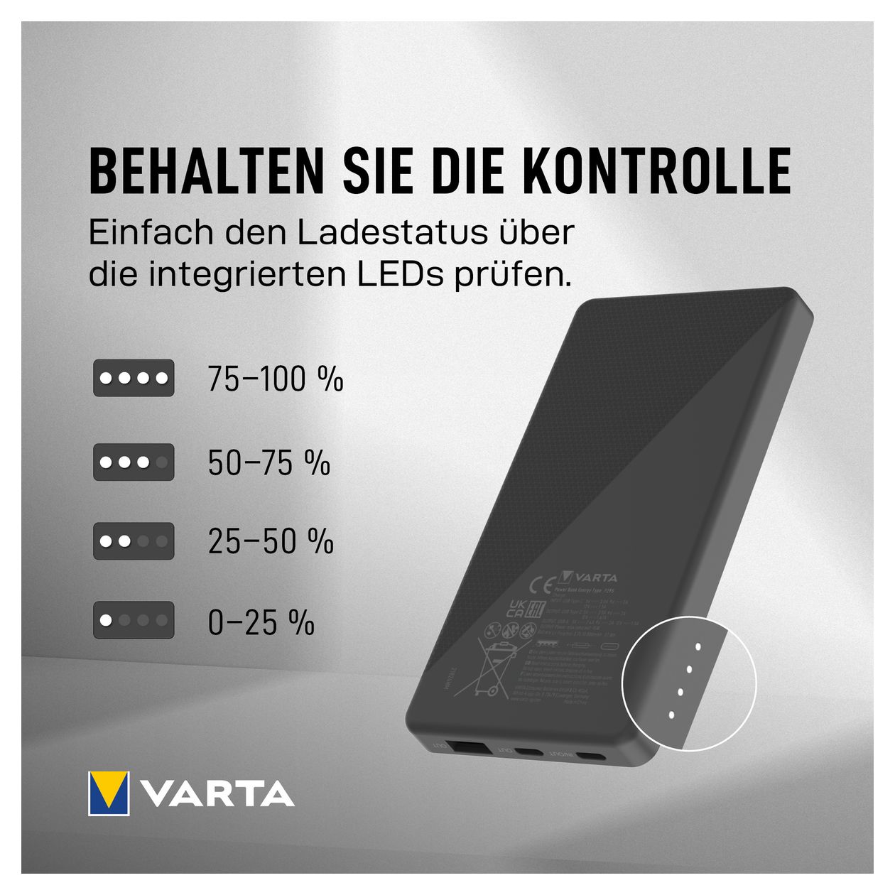 Energy 20000 mAh Powerbank USB Typ-C  (Schwarz/Weiß) 