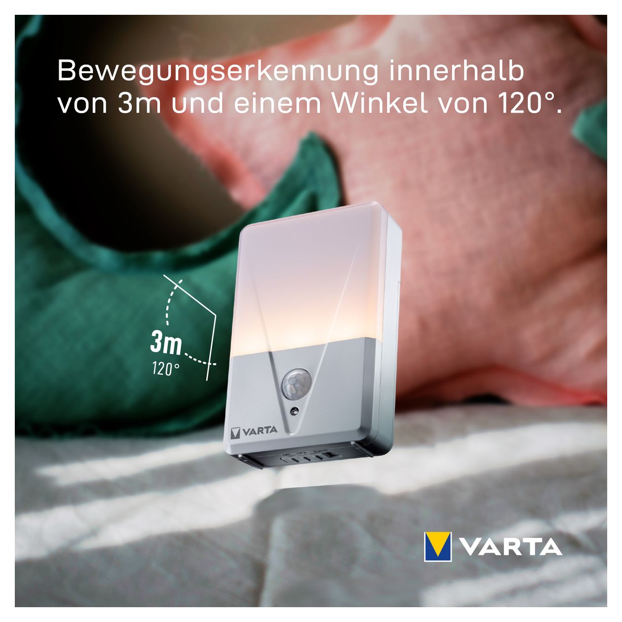 Nachtlicht mit Bewegungsmelder LED Warmweiß Batterie  (Weiß) 