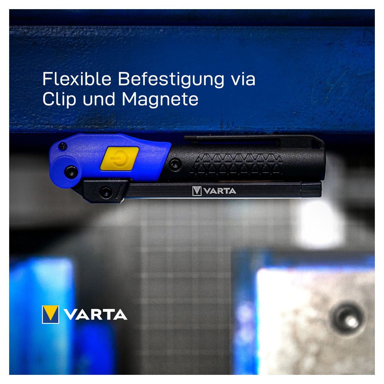 Taschenlampe, Werkstattlampe wiederaufladbar, Work Flex Multifunction Light F20R Arbeitsleuchte inkl. UBS Typ C Kabel, 180° faltbares Design, Magnet & Clip, spritzwasser- und staubgeschützt 
