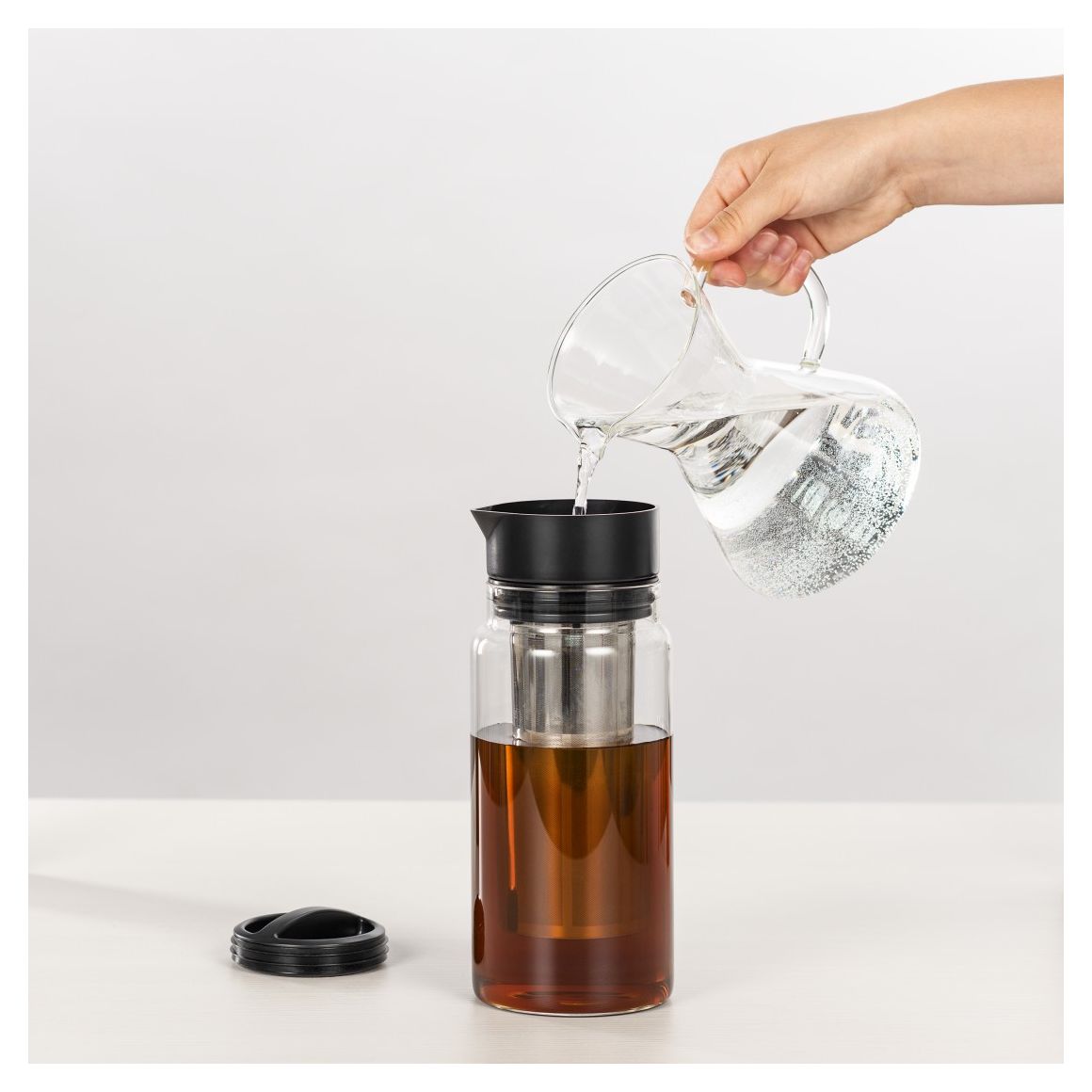111254 Cold Brew Kaffeebereiter 5 Tassen Filterkaffeemaschine (Schwarz, Transparent) 