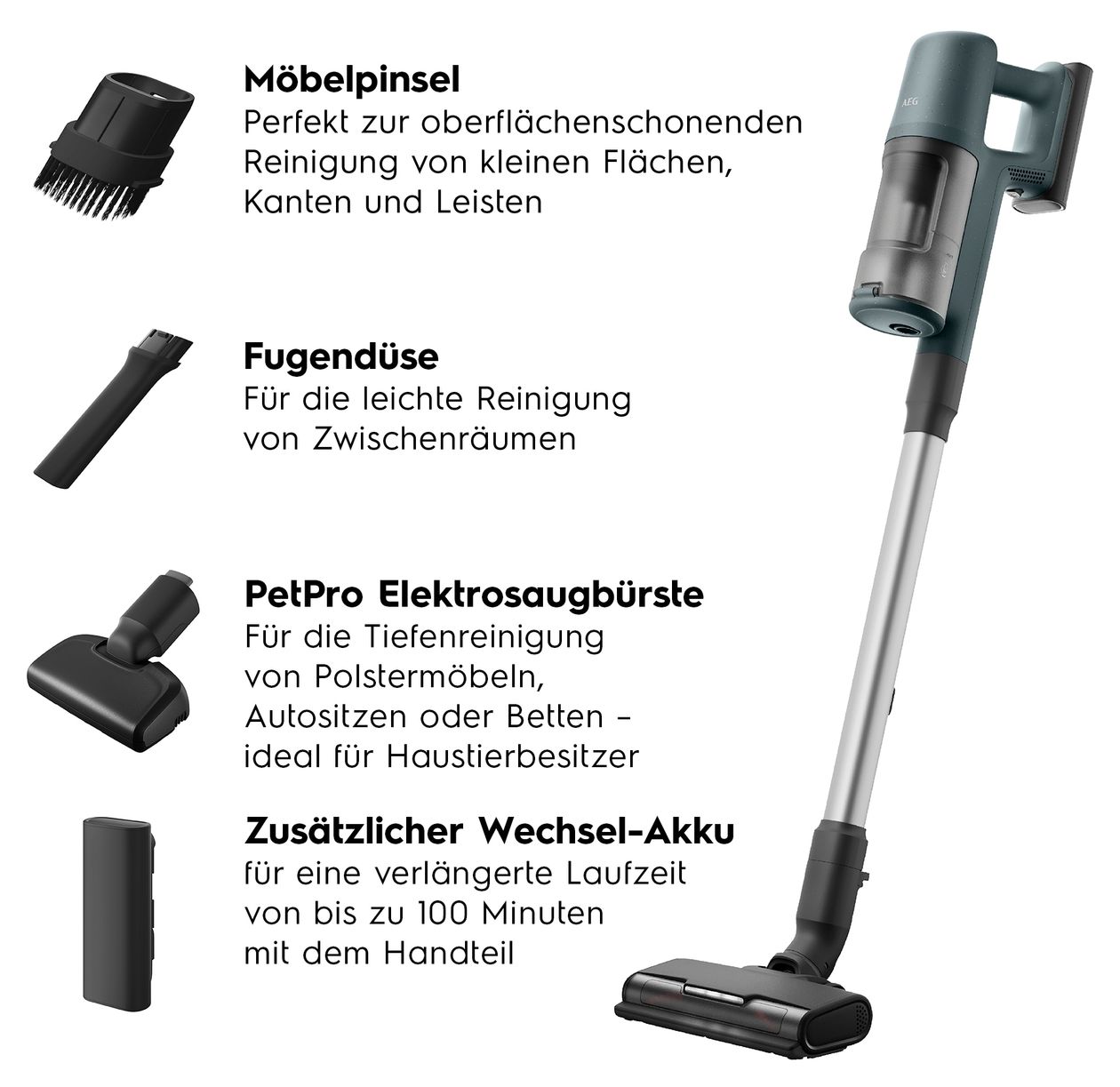 AP61AB21EX Serie 6000 Handstaubsauger Beutellos bis 40 min Laufzeit 21,6 V  (Grün) 