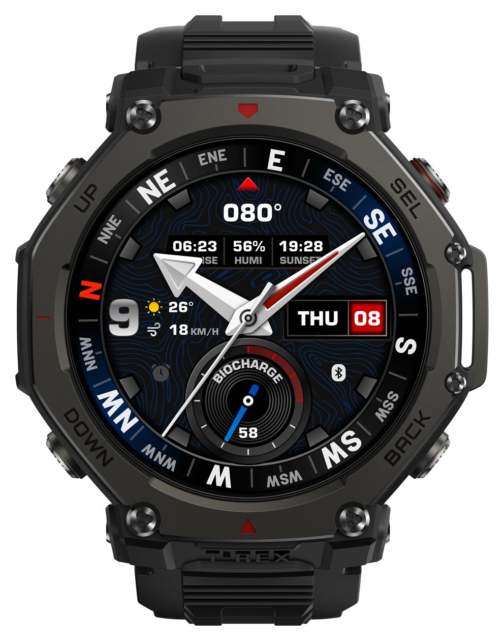 T-Rex 3 Pro Digital 48 mm Smartwatch Rund 322 ppi  (Schwarz) 