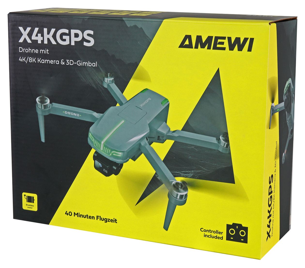 AMXFlight X4KGPS Quadrocopter Multicopter/Drohne Flugzeit: 44 min  (Grau) 