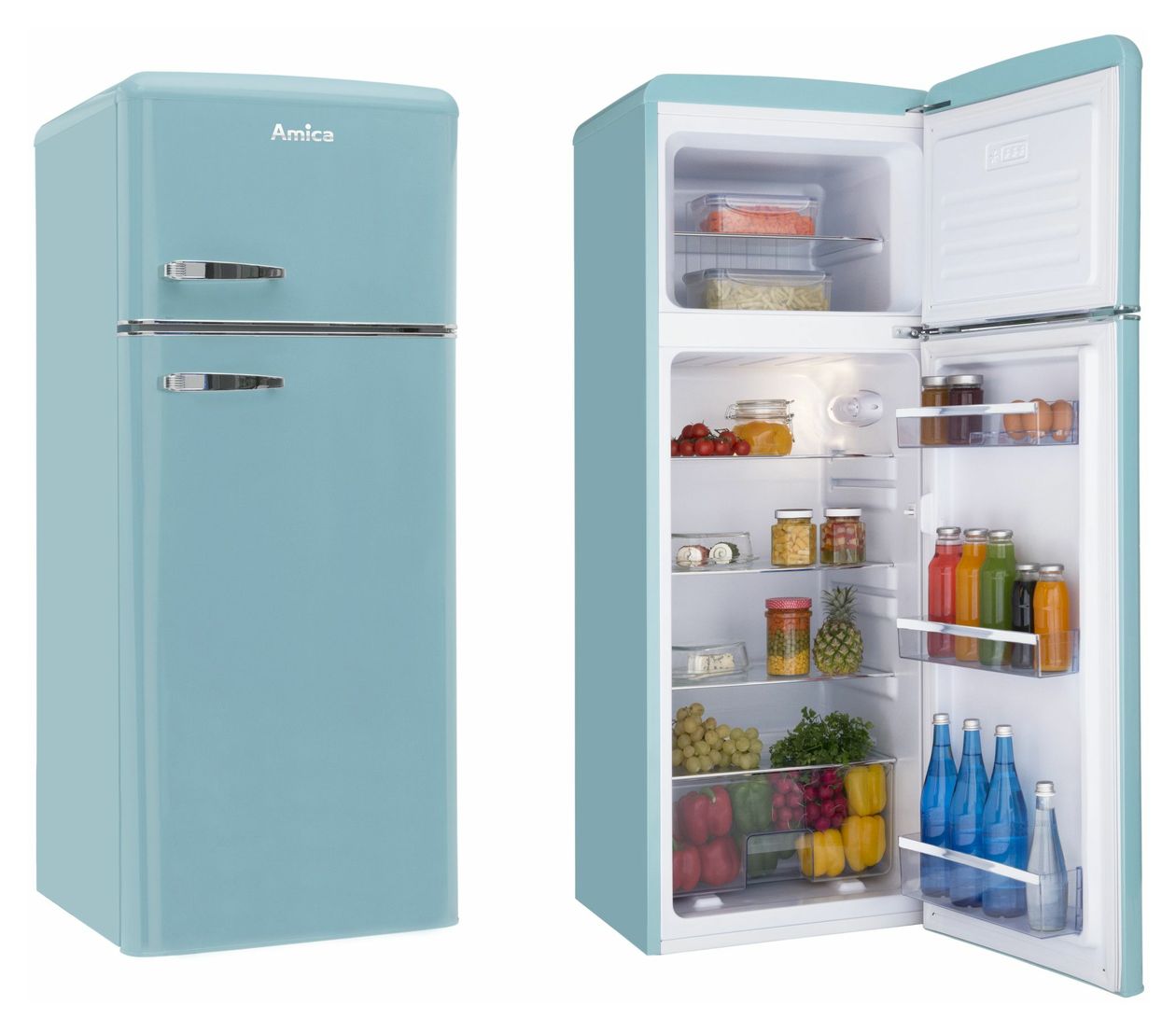 DTR374190T 162 l / 44 l Kühl-Gefrierkombi freistehend 144 kWh Jahr  (Türkis) 