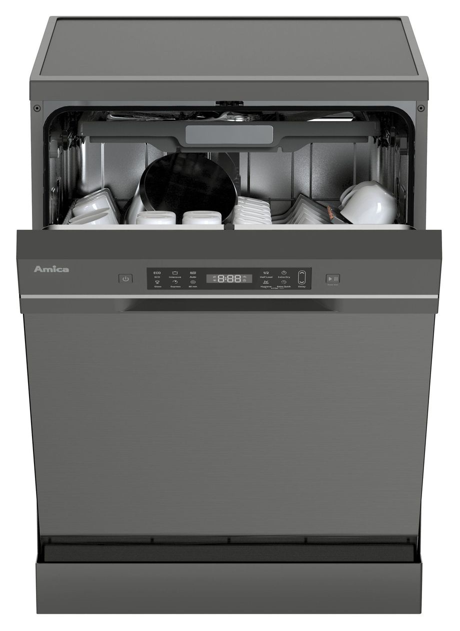 GSP 545 580 E 60 cm Geschirrspüler freistehend leise 15 Maßgedecke aquaStop Funktion (Silber) 