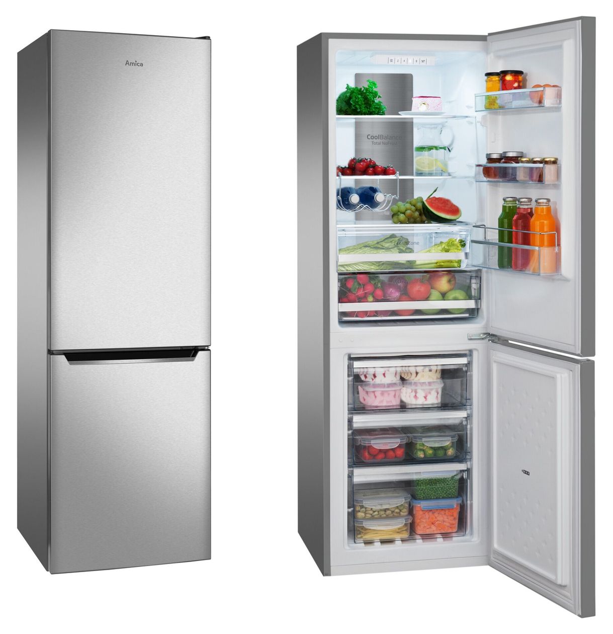 KGCN387140E 43 l / 10 l Kühl-Gefrierkombi freistehend NoFrost 175 kWh Jahr  (Edelstahl) 