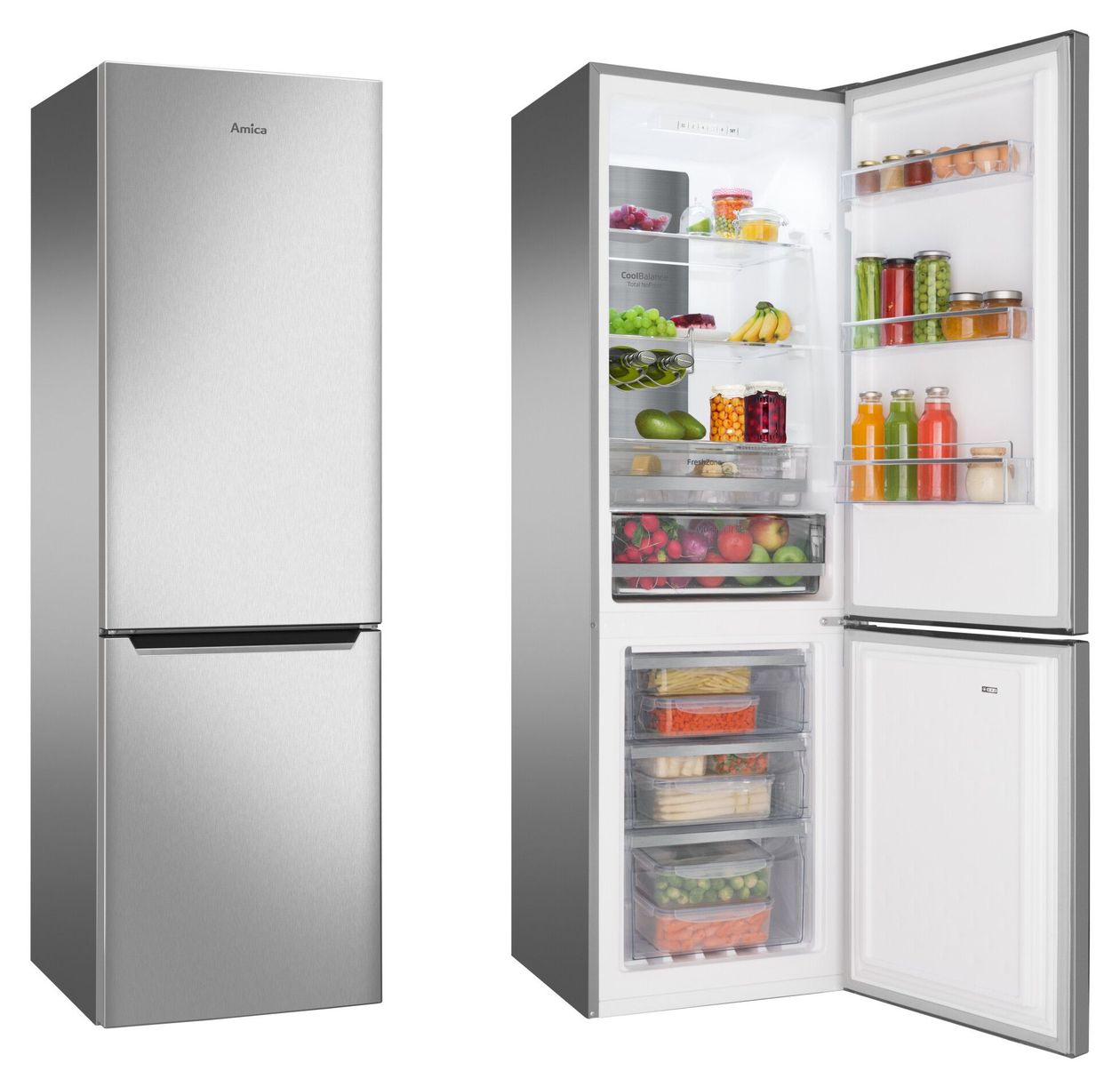 KGCN388145E 180 l / 70 l Kühl-Gefrierkombi freistehend NoFrost 140 kWh Jahr  (Edelstahl) 