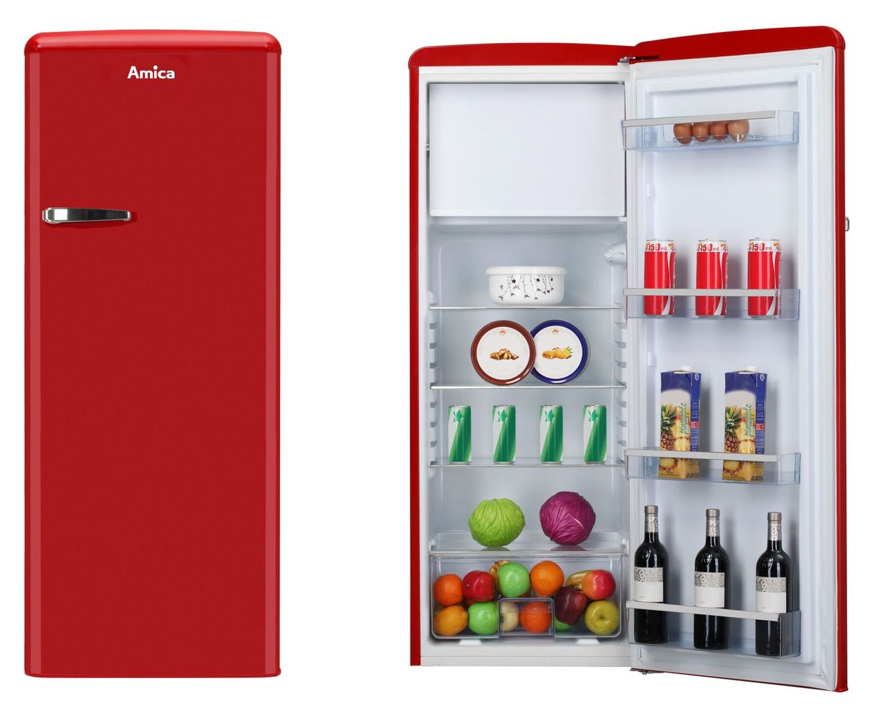 KSR364150R 218 l / 194 l Kühlschrank freistehend EEK: E 157 kWh Jahr  (Rot) 