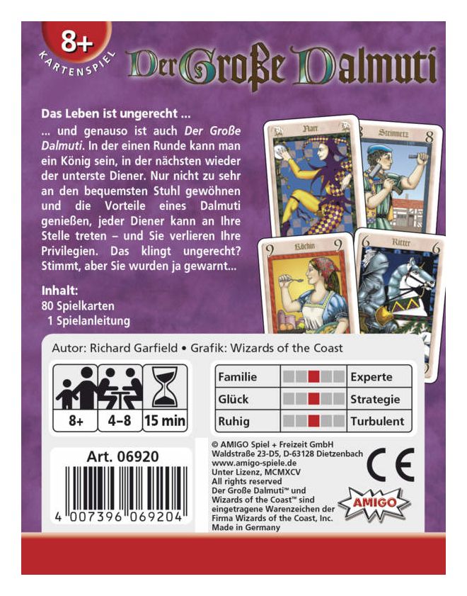 06920 Der Große Dalmuti Kartenspiel bis zu 8 Spielern ab 8 Jahr(e) 
