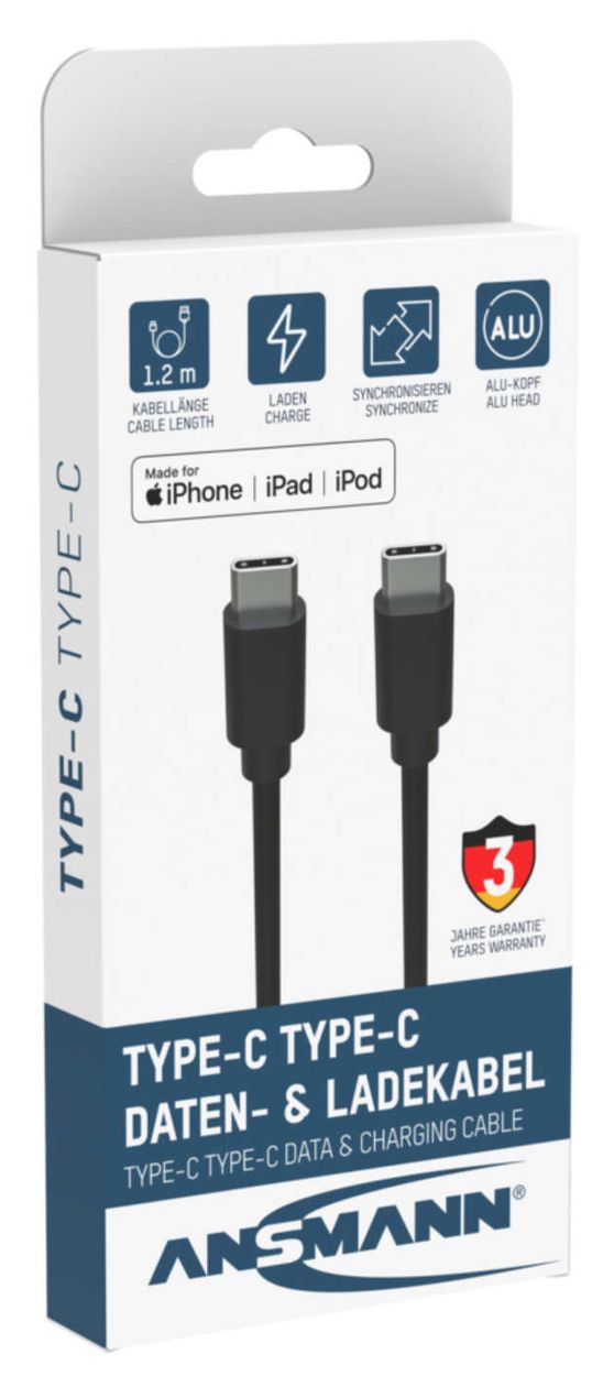 1700-0121 5 Gbit/s Stecker USB C auf USB C 0,12 m  (Schwarz) 