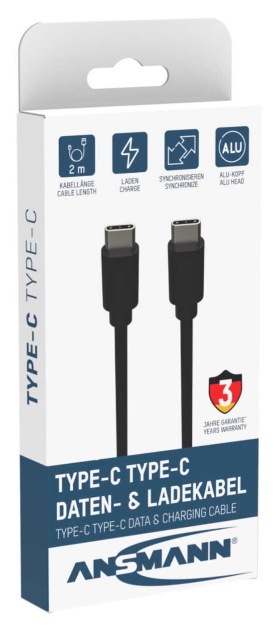 1700-0122 5 Gbit/s Stecker USB C auf USB C 2 m  (Schwarz) 