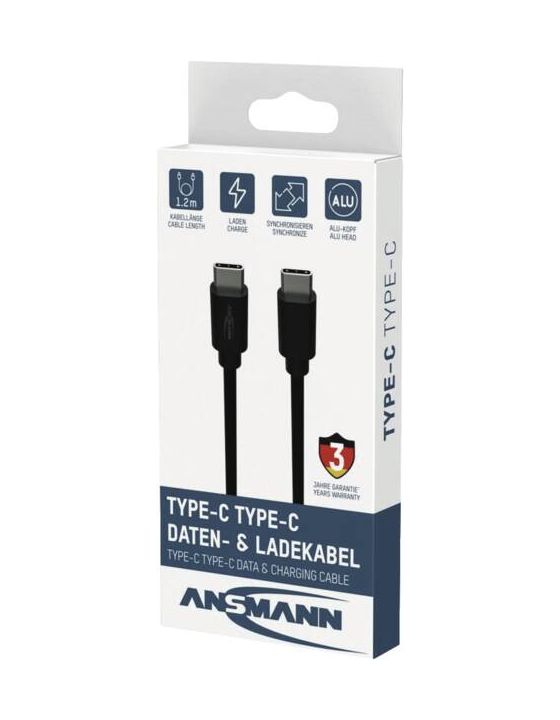1700-0206 480 Gbit/s Stecker USB C auf USB C 0,6 m  (Schwarz) 