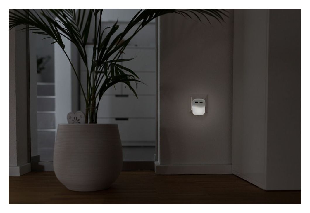 NL15AC + 2USB Sensor Nachtlicht LED Warmweiß (3000K) Warmweiß AC, USB 