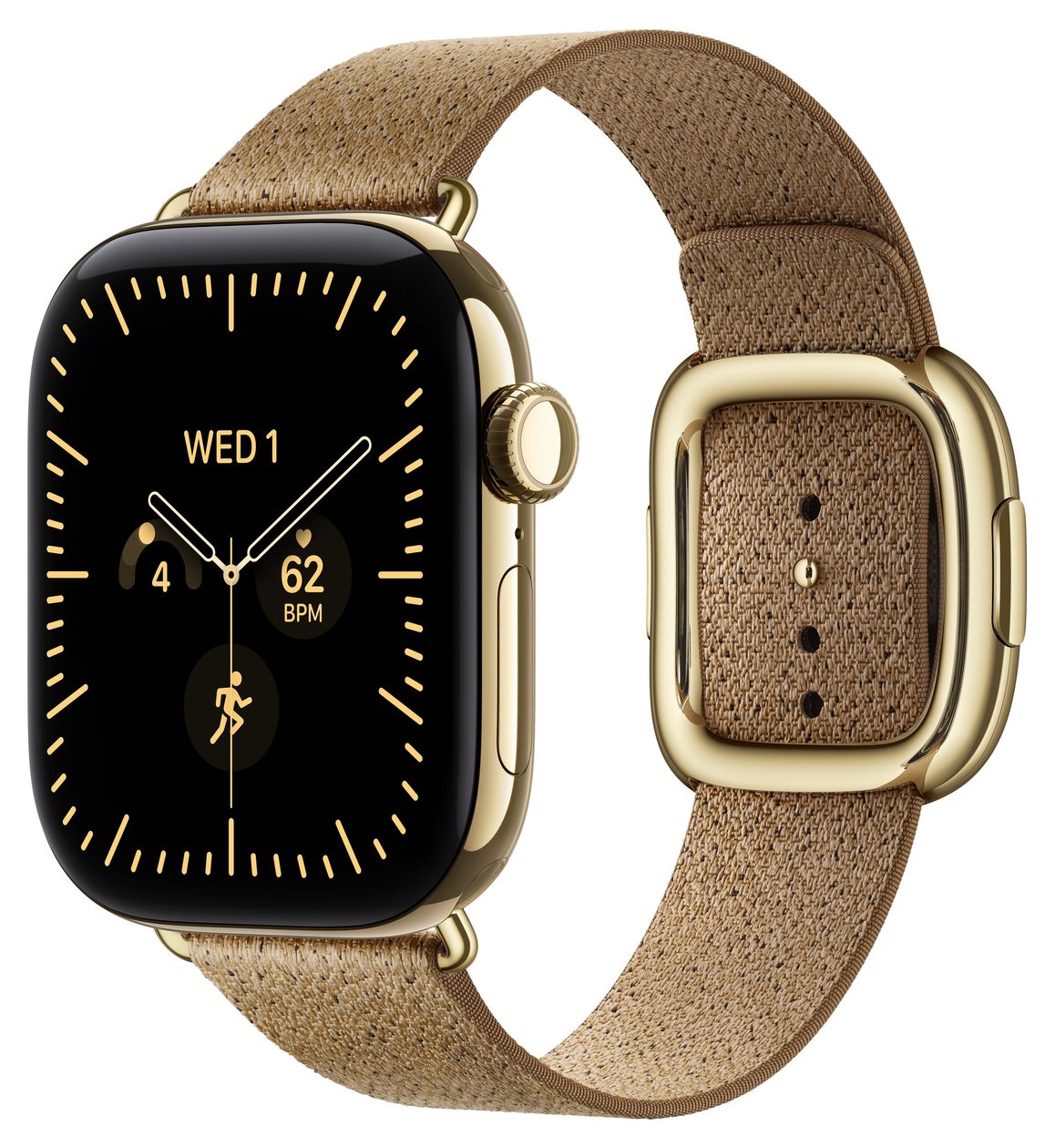 42 mm Armband mit Moderner Schließe Kamelbraun - Small 