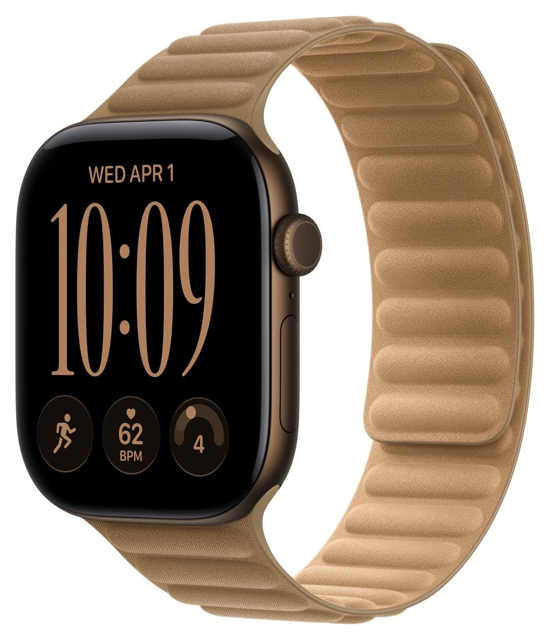 46 mm Armband mit Magnetverschluss Kamelbraun - S/M 