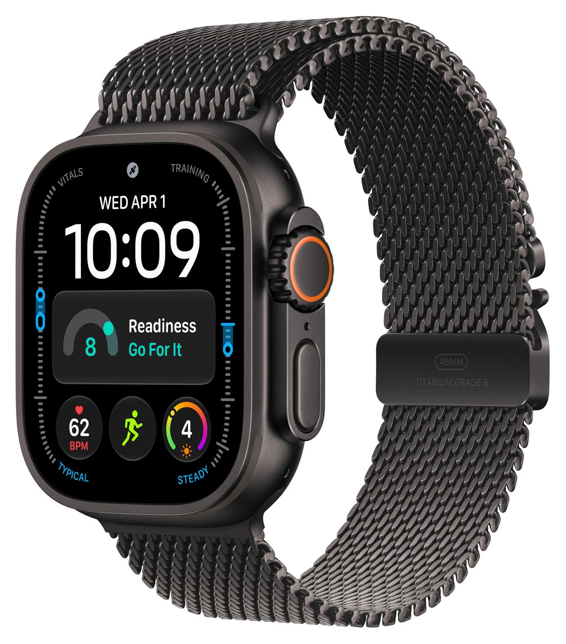 49 mm Milanaise Armband Titan Schwarz – S 