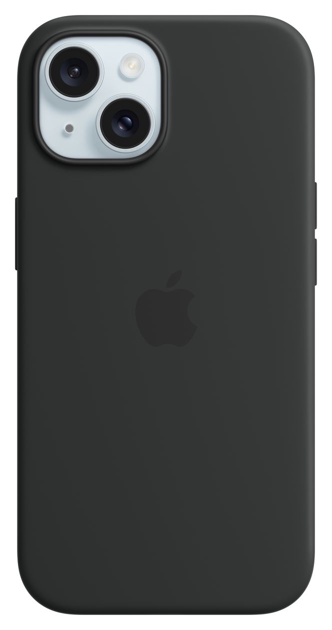 Silikon Case mit MagSafe Cover für Apple iPhone 15  (Schwarz) 