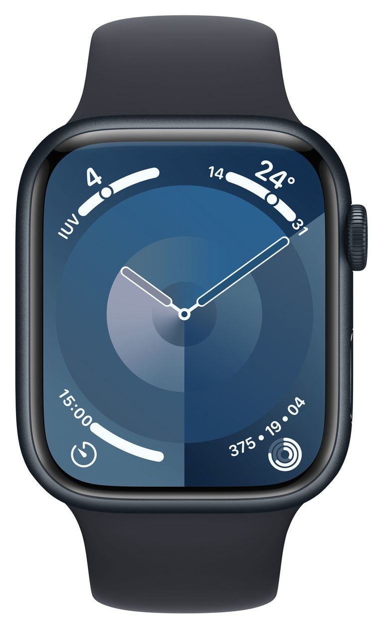 Watch Series 9 Digital 45 mm M/L Smartwatch Rechteckig IP6X 36 h 4G  (Schwarz) 