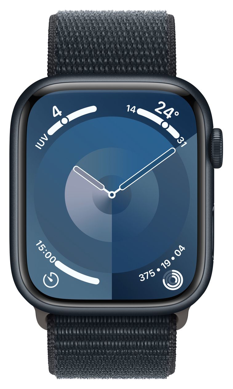 Watch Series 9 Digital 45 mm Smartwatch Rechteckig IP6X 36 h 4G  (Schwarz) 