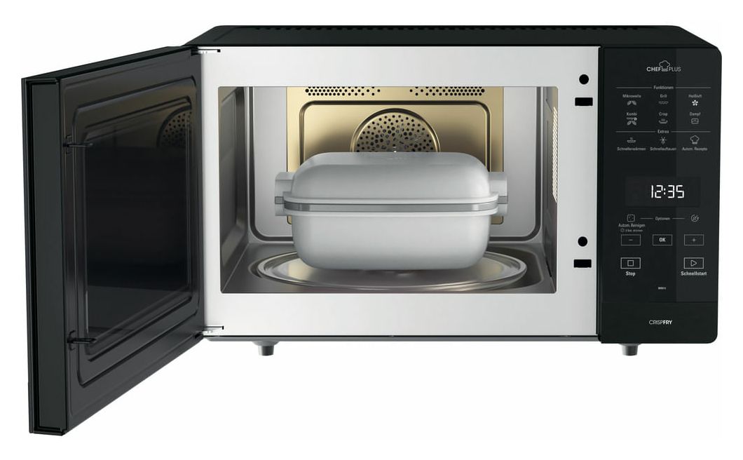 MW49BL Freistehende Mikrowelle 800 W Größe: mittel 6 Stufen Dampfgaren Grill  (Schwarz) 