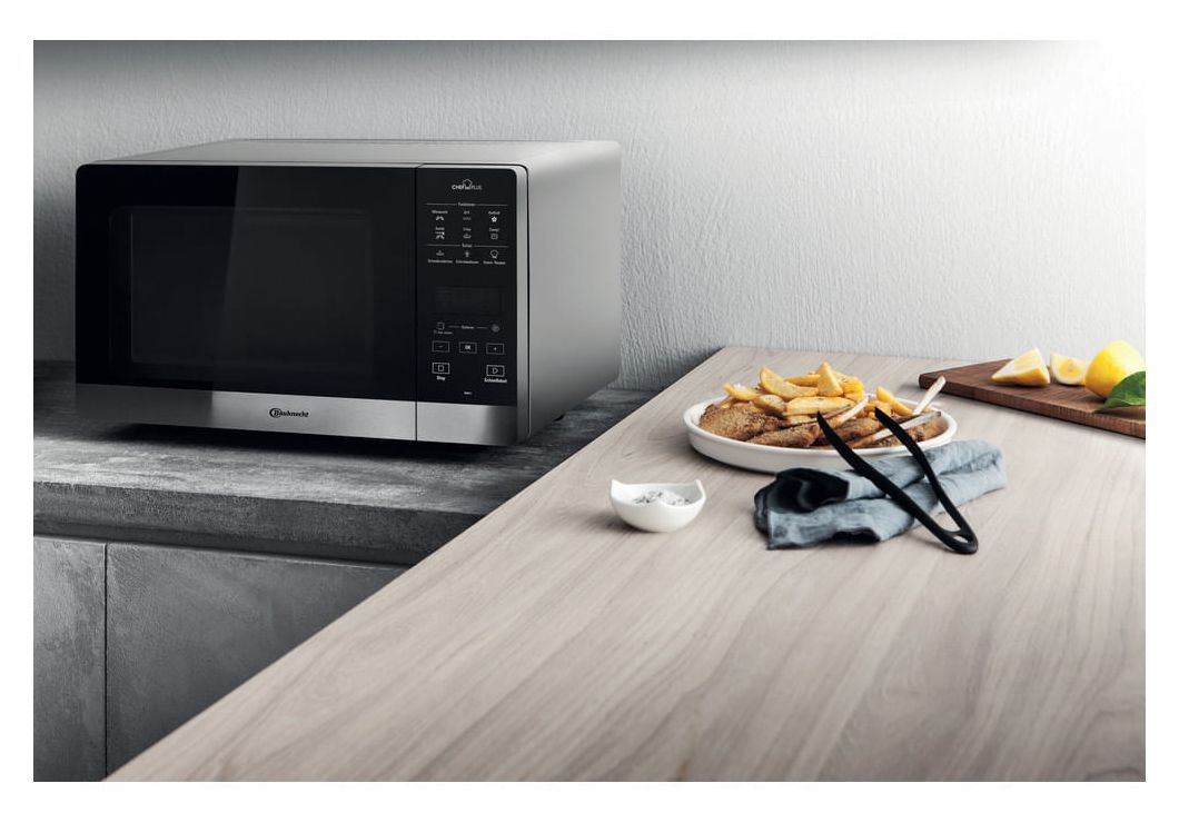 MW49SL Freistehende Mikrowelle 800 W Größe: mittel 6 Stufen Dampfgaren Grill  (Schwarz, Silber) 