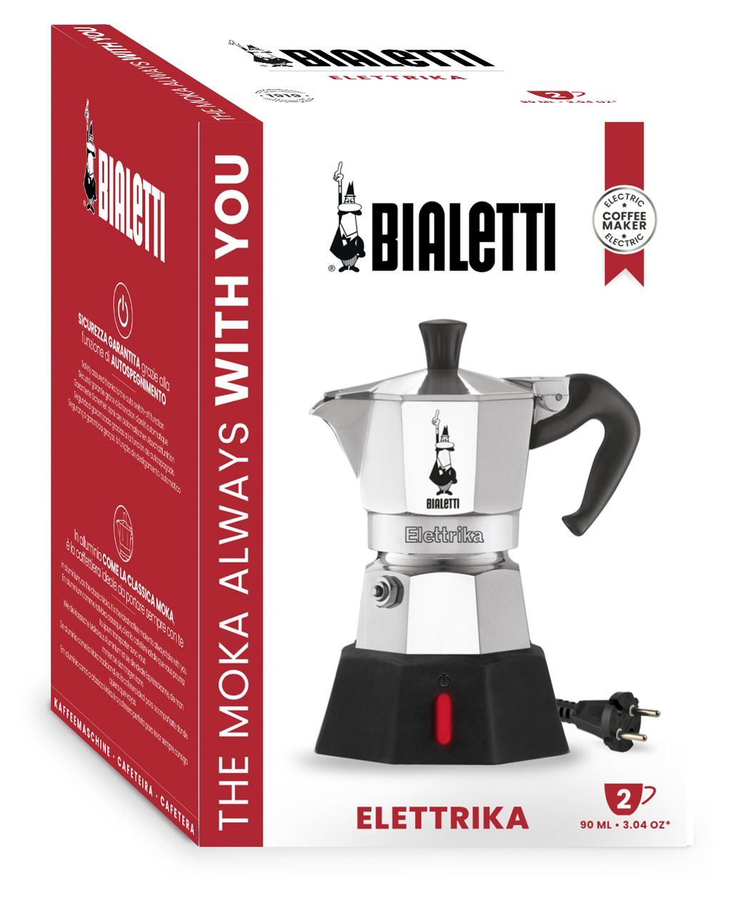 Moka Elettrika 2 Tassen Filterkaffeemaschine 0,09 l  (Aluminium, Schwarz) 