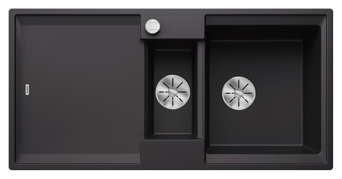 ADIRA 6 S Einbauspüle für 60 cm Unterschrank Silgranit 2 Becken  (Schwarz) 