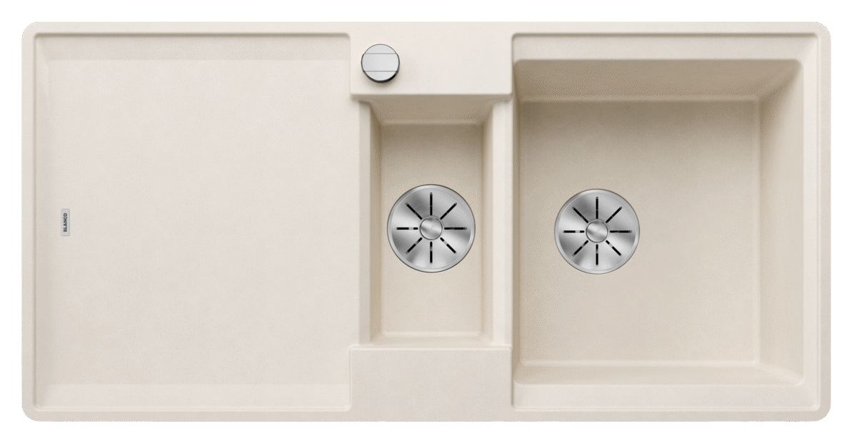 ADIRA 6 S-F Flächenbündige Spüle für 60 cm Unterschrank Silgranit 2 Becken  (Weiß) 