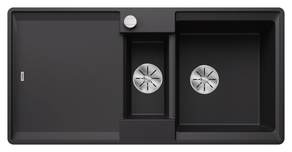 ADIRA 6 S-F Flächenbündige Spüle für 60 cm Unterschrank Silgranit 2 Becken  (Schwarz) 