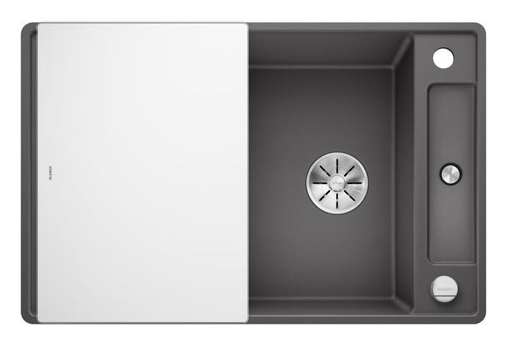 AXIA III 45 S-F mit Ablauffernbedienung Flächenbündige Spüle für 45 cm Unterschrank Silgranit 2 Becken  (Grau) 
