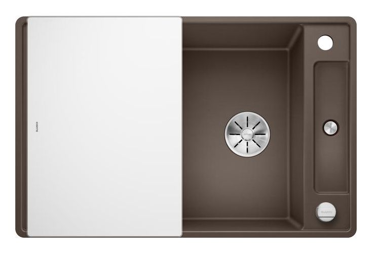 AXIA III 45 S-F mit Ablauffernbedienung Flächenbündige Spüle für 45 cm Unterschrank Silgranit 2 Becken  (Braun) 