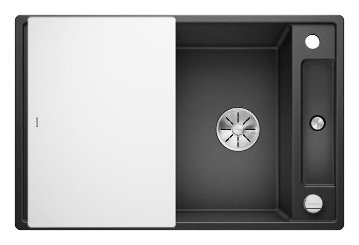 AXIA III 45 S mit Ablauffernbedienung Einbauspüle für 45 cm Unterschrank Silgranit 2 Becken  (Anthrazit) 