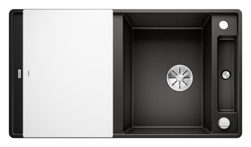 AXIA III 5 S-F Flächenbündige Spüle für 50 cm Unterschrank Silgranit 2 Becken  (Schwarz) 