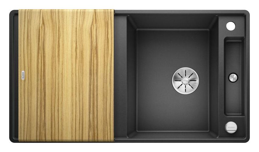 AXIA III 5 S-F mit Ablauffernbedienung Flächenbündige Spüle für 50 cm Unterschrank Silgranit 2 Becken  (Anthrazit) 