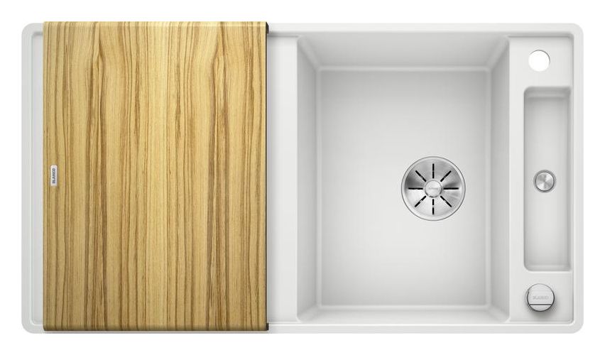 AXIA III 5 S-F mit Ablauffernbedienung Flächenbündige Spüle für 50 cm Unterschrank Silgranit 2 Becken  (Weiß) 