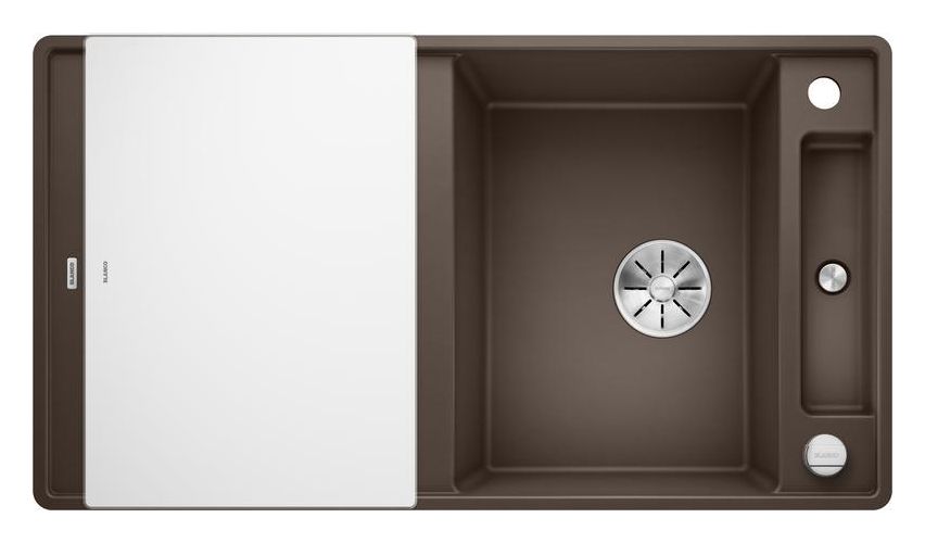 AXIA III 5 S-F mit Ablauffernbedienung Flächenbündige Spüle für 50 cm Unterschrank Silgranit 2 Becken  (Braun) 